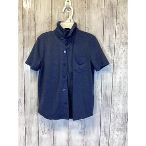 01.Algo Snap Front Buttons Blue Short Sleeve Polo for Kids-boy Size 4-5 XS